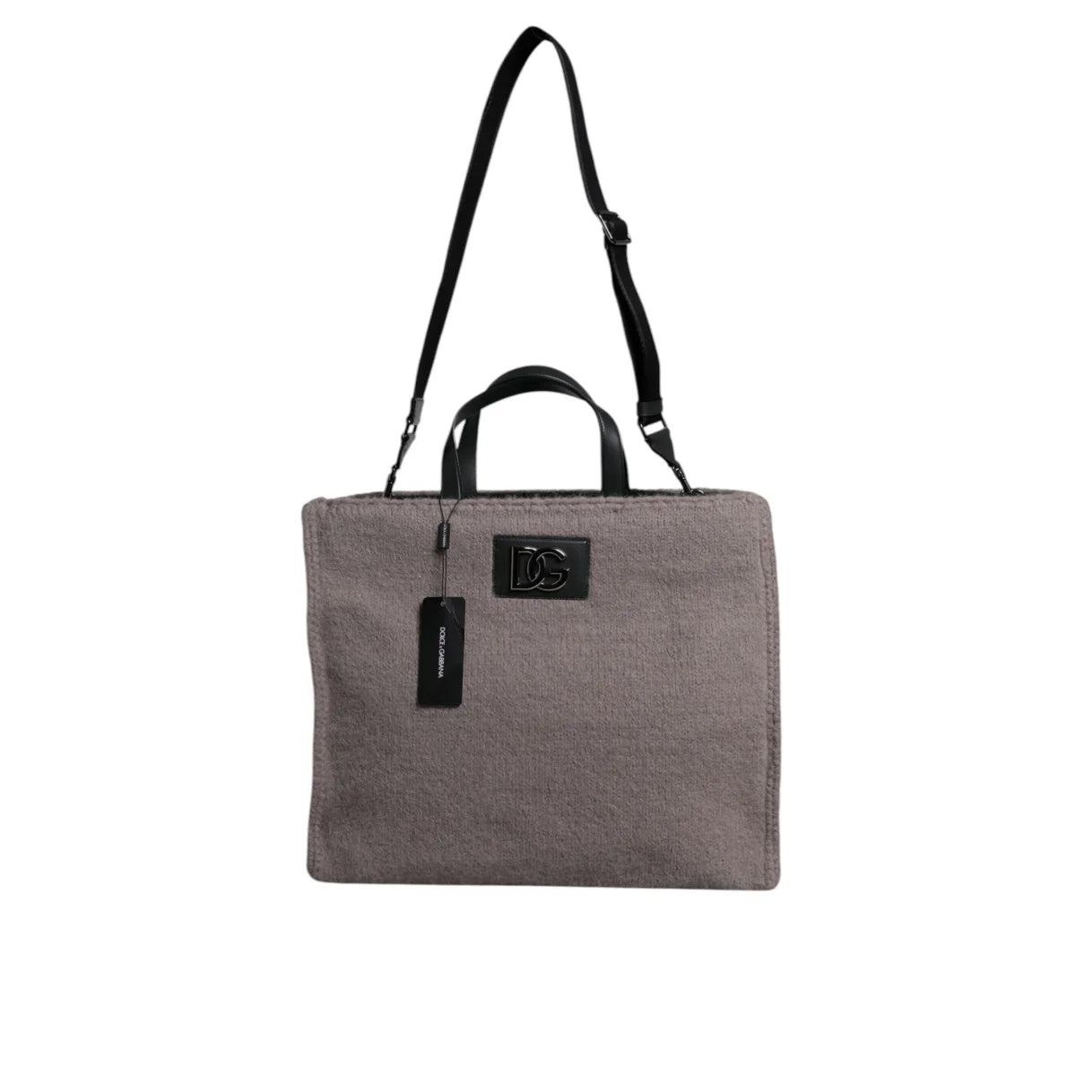 Dolce Gabbana Grey Wool Bag with Black Handles &