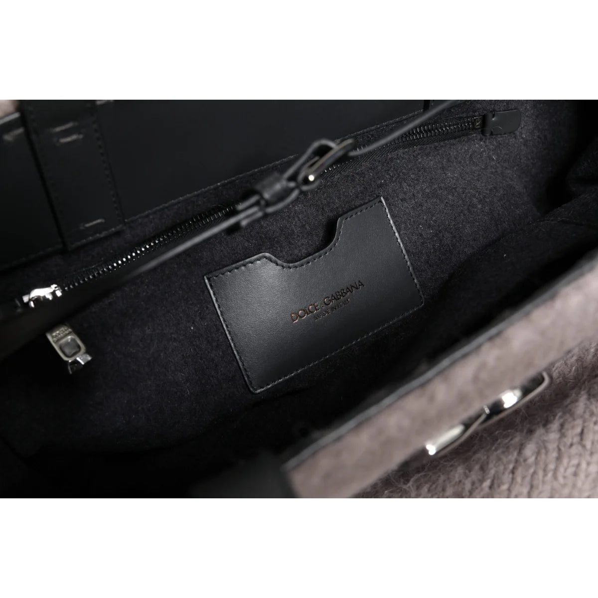 Dolce Gabbana Grey Wool Bag with Black Handles &