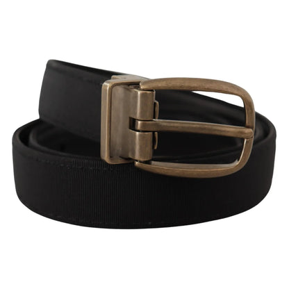 Dolce Gabbana Grosgrain Leather Dress Belt with Bronze Buckle &