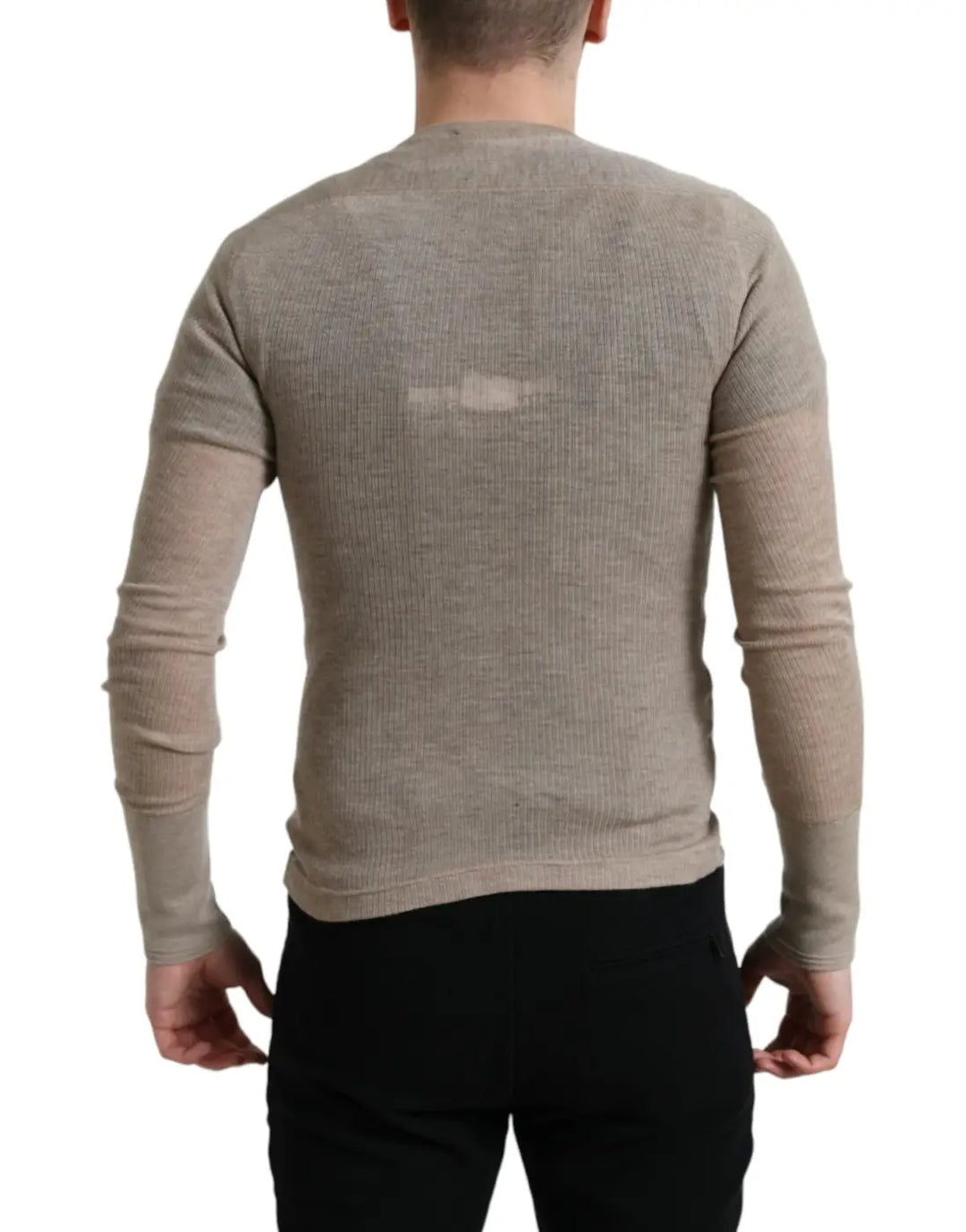 Dolce &amp; Gabbana Henley Pullover Beige Cashmere Sweater