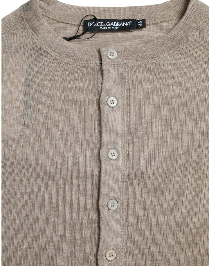 Dolce &amp; Gabbana Henley Pullover Beige Cashmere Sweater