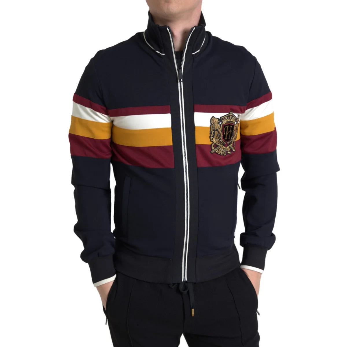 Dolce Gabbana Heraldic Shield Zip Cardigan Sweater &