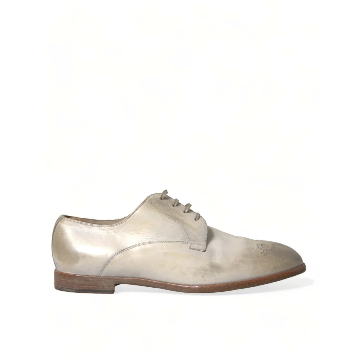 Dolce & Gabbana High Craftsmanship White Calfskin Leather Derby Shoes