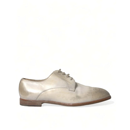 Dolce & Gabbana High Craftsmanship White Calfskin Leather Derby Shoes