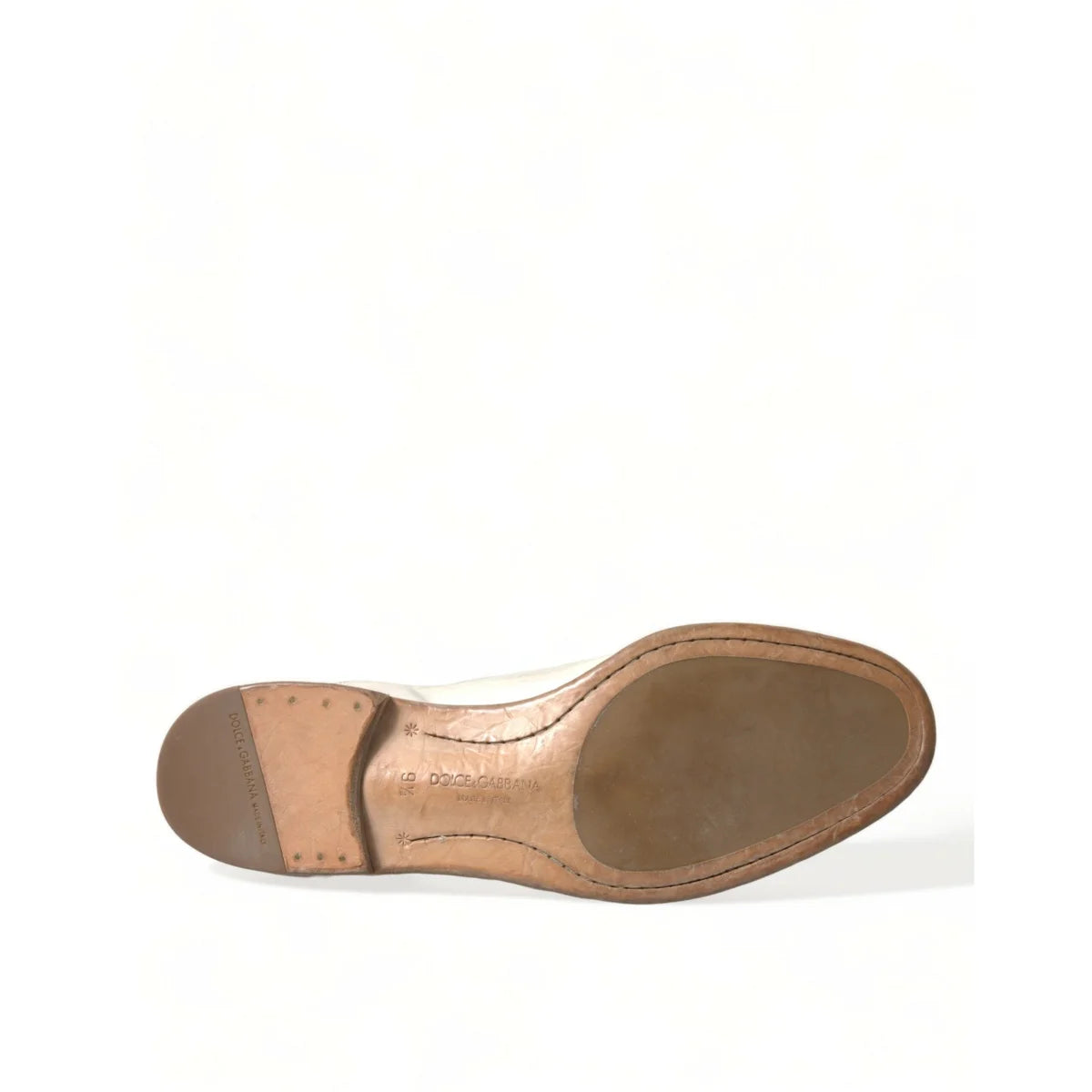 Dolce & Gabbana High Craftsmanship White Calfskin Leather Derby Shoes