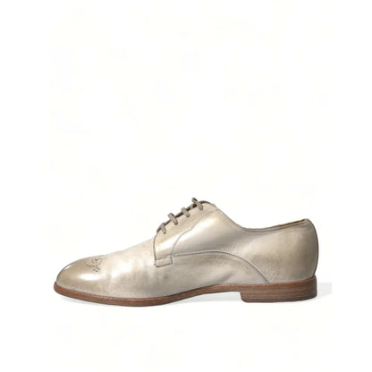 Dolce & Gabbana High Craftsmanship White Calfskin Leather Derby Shoes
