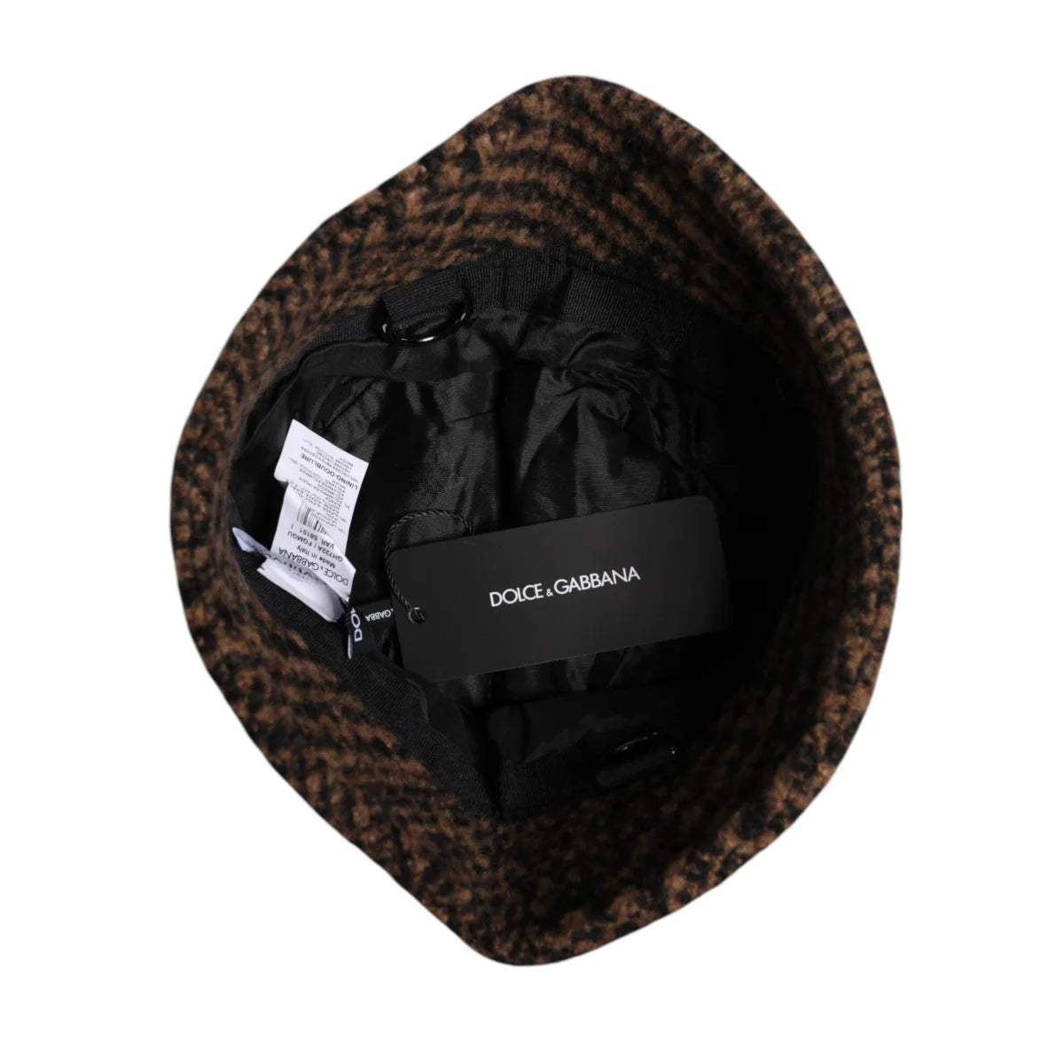 Dolce Gabbana Houndstooth Bucket Hat for Men Stylish Designer Accessory &