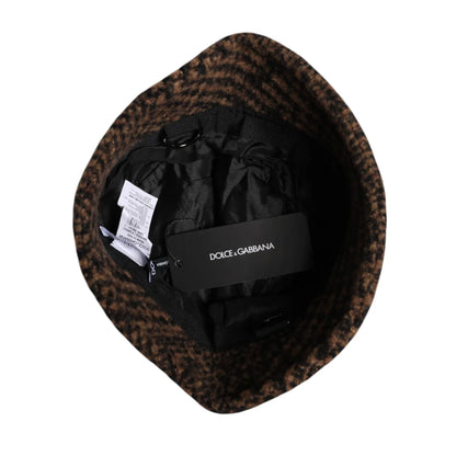 Dolce Gabbana Houndstooth Bucket Hat for Men Stylish Designer Accessory &