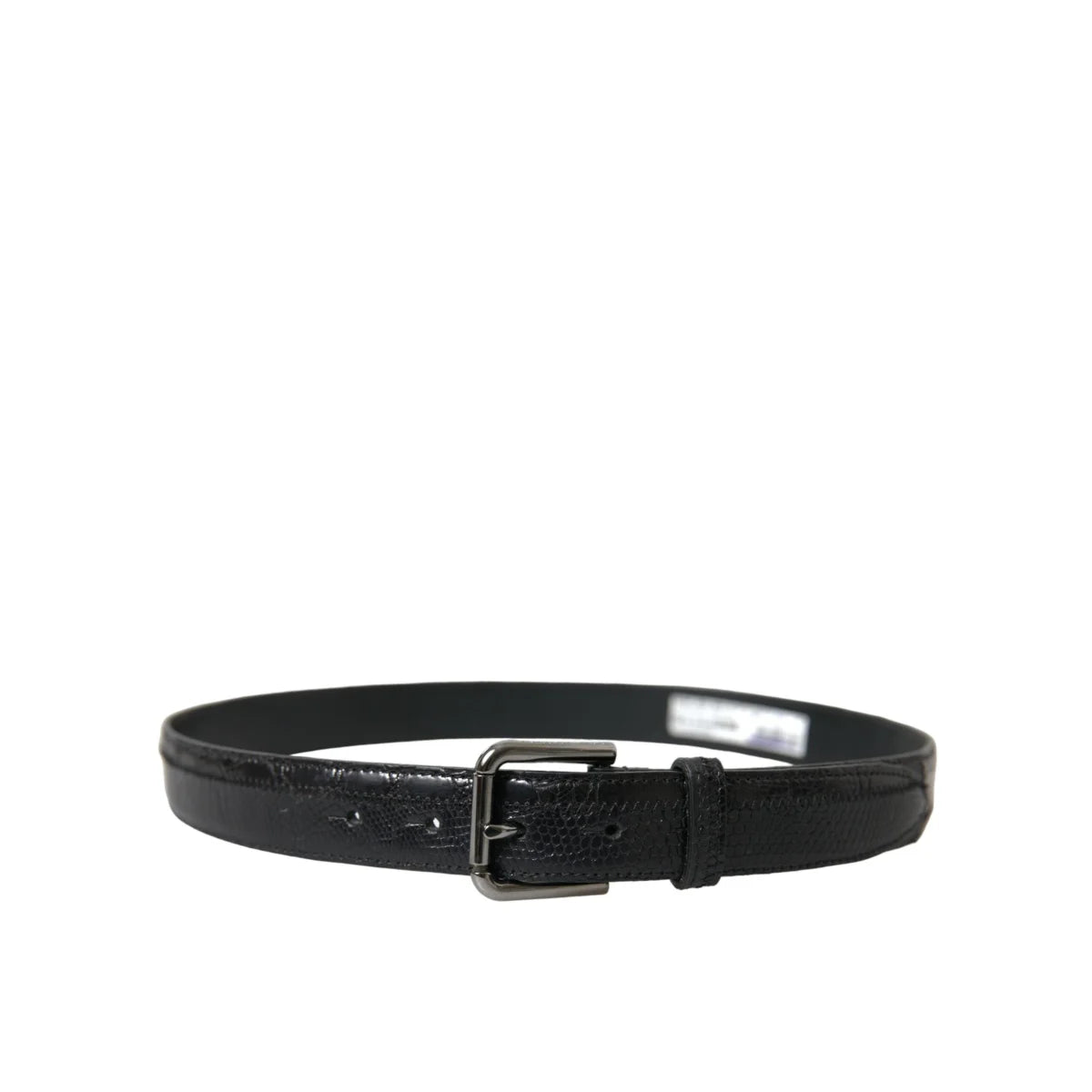 Dolce & Gabbana Iconic Black Leather Strap Metal Buckle Belt