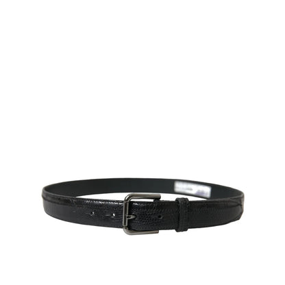 Dolce & Gabbana Iconic Black Leather Strap Metal Buckle Belt