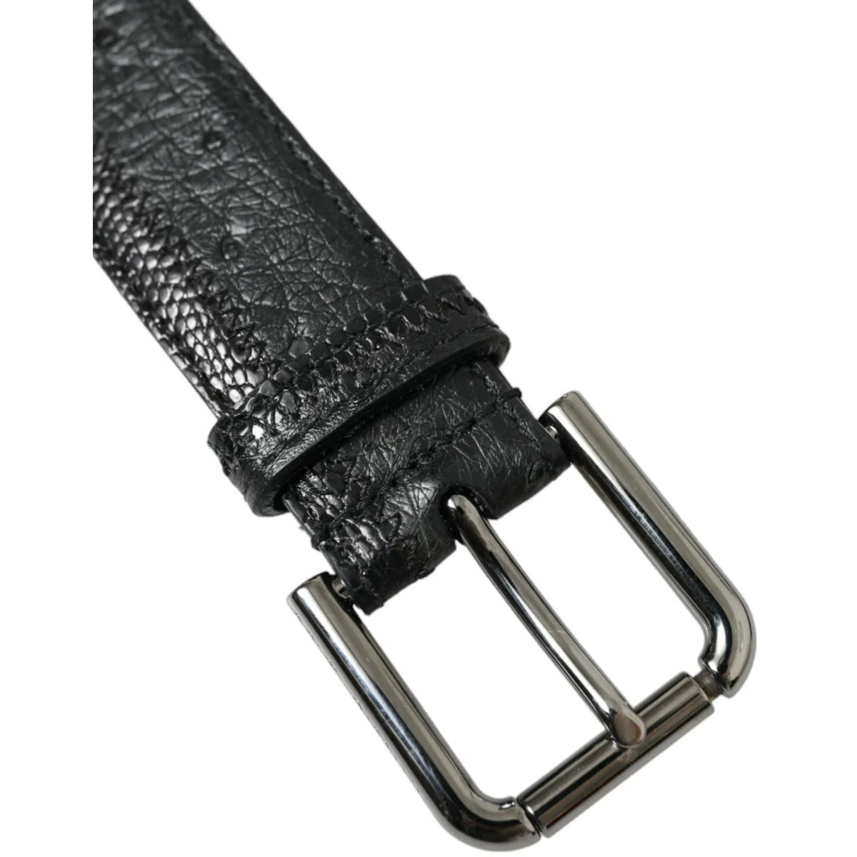 Dolce & Gabbana Iconic Black Leather Strap Metal Buckle Belt