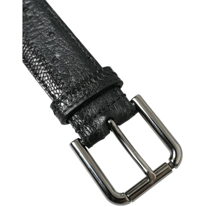 Dolce & Gabbana Iconic Black Leather Strap Metal Buckle Belt