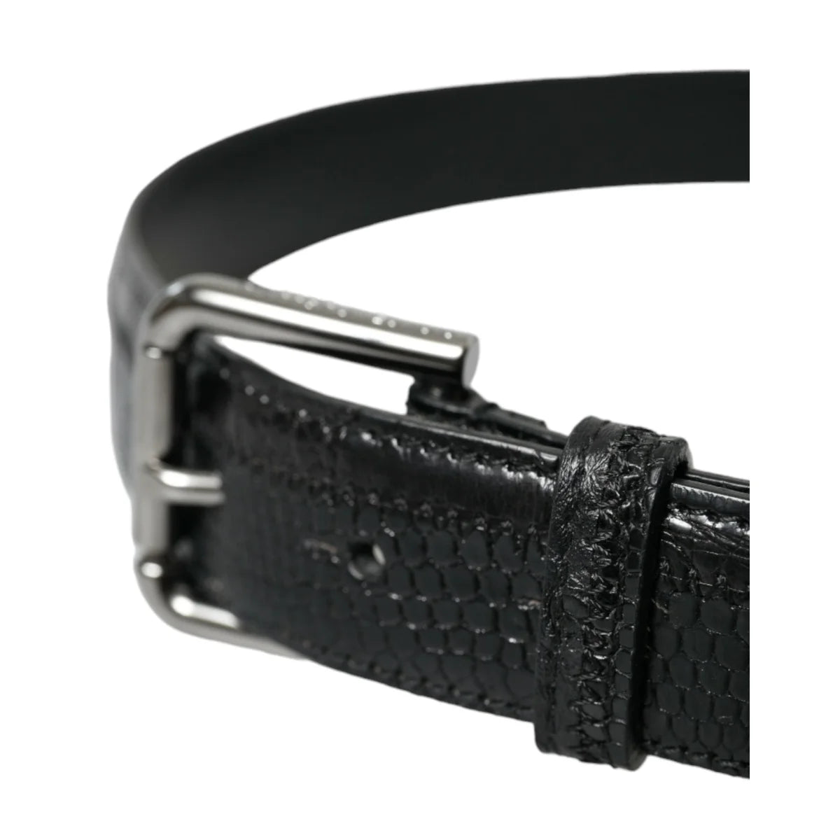 Dolce & Gabbana Iconic Black Leather Strap Metal Buckle Belt