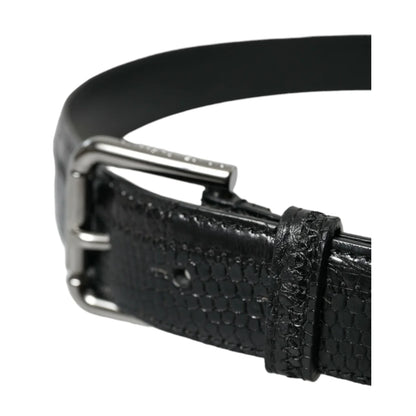 Dolce & Gabbana Iconic Black Leather Strap Metal Buckle Belt