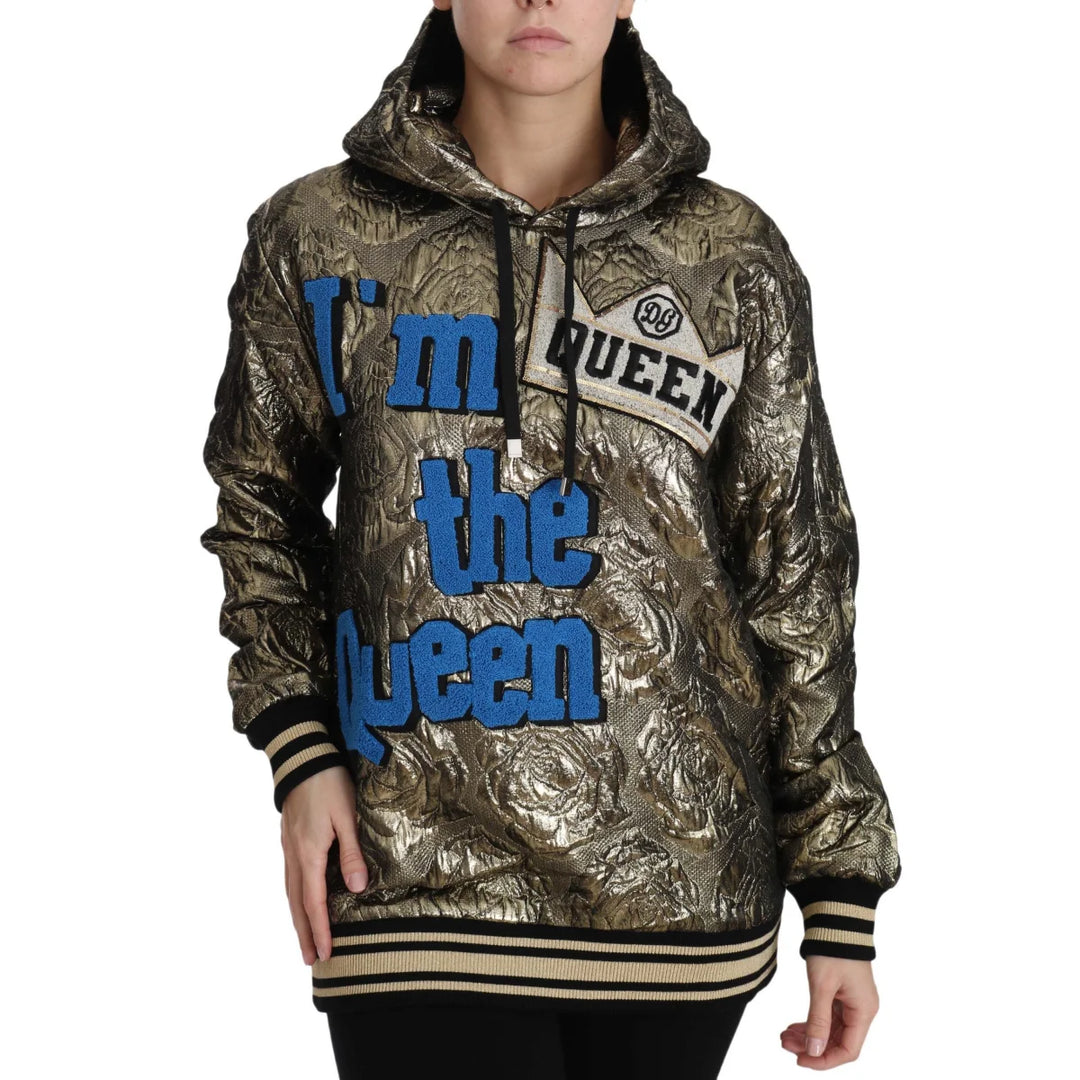 Dolce & Gabbana Im The Queen Jaquard Gold Sweatshirt Hoodie