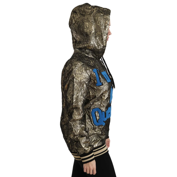 Dolce & Gabbana Im The Queen Jaquard Gold Sweatshirt Hoodie