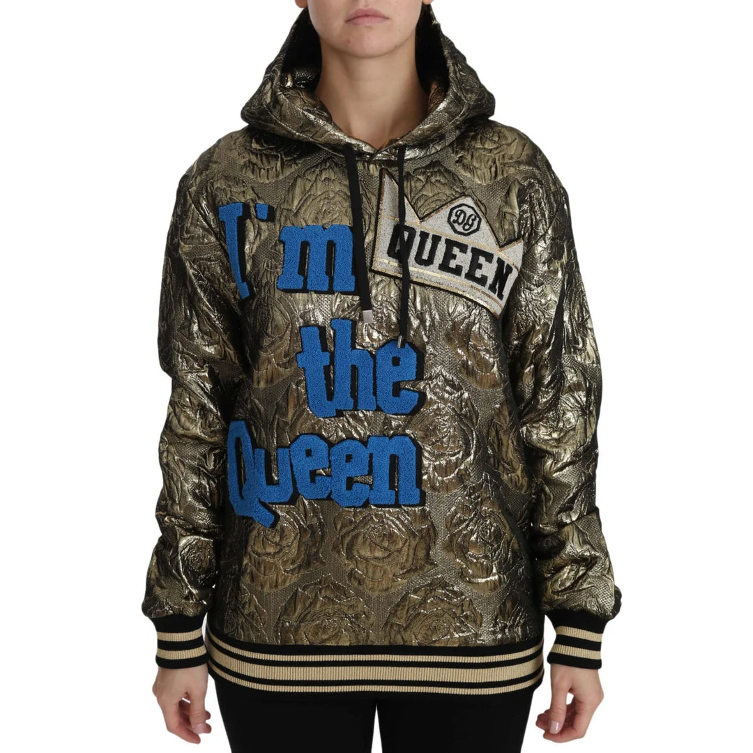 Dolce & Gabbana Im The Queen Jaquard Gold Sweatshirt Hoodie