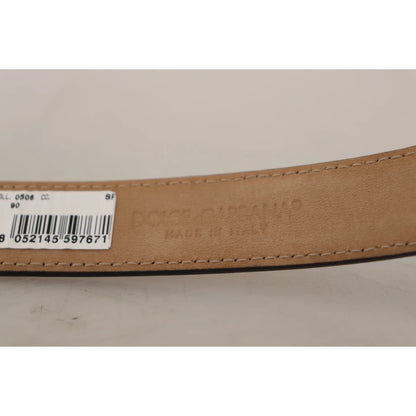 Dolce Gabbana Italian Luxury Belt Black Leather with Metal Buckle &