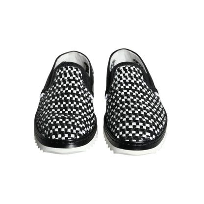 Dolce & Gabbana Italian Luxury Leather Woven Loafers