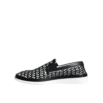 Dolce & Gabbana Italian Luxury Leather Woven Loafers