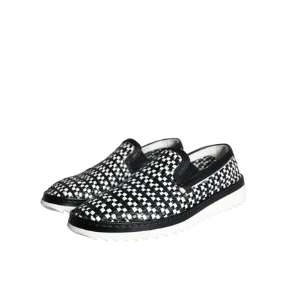 Dolce & Gabbana Italian Luxury Leather Woven Loafers