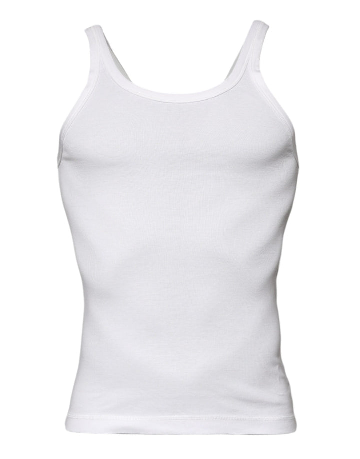 Dolce &amp; Gabbana Ivory Cotton Sleeveless Round Neck Tank T-shirt