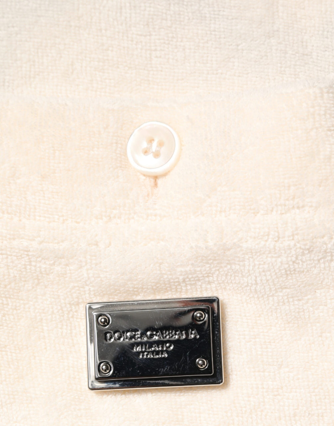 Dolce &amp; Gabbana Ivory Cotton Terry Logo Pocket Polo T-shirt