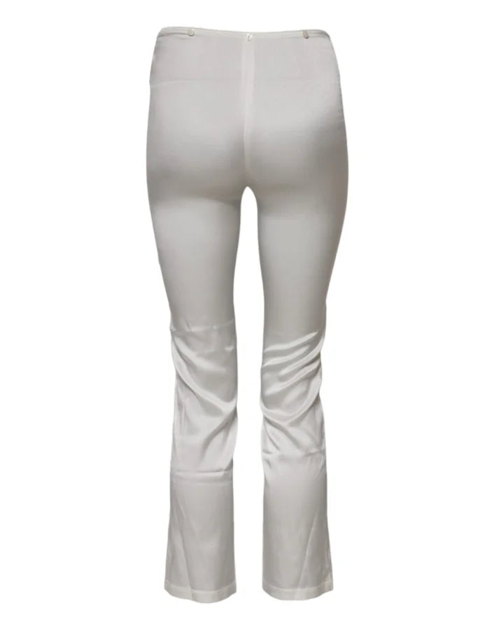Dolce &amp; Gabbana Ivory Silk Tapered High Waist Pants