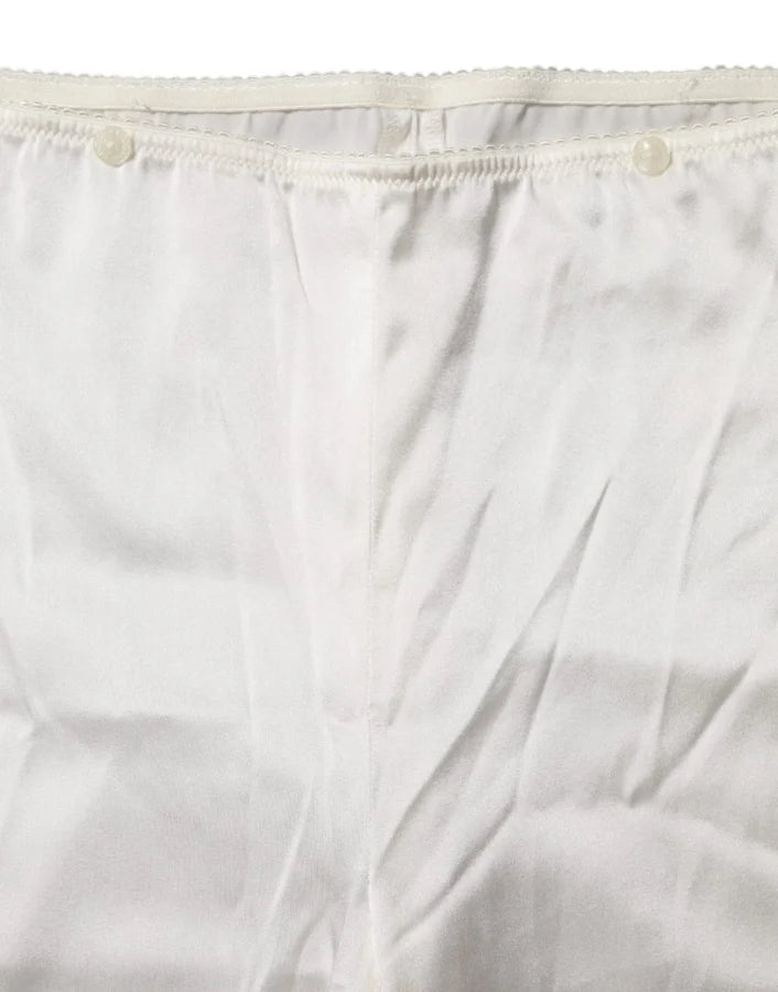 Dolce &amp; Gabbana Ivory Silk Tapered High Waist Pants