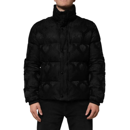 Dolce Gabbana Jacket Jacquard Style Quilted Puffer with Logo Details &