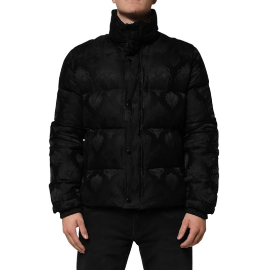 Dolce Gabbana Jacket Jacquard Style Quilted Puffer with Logo Details &