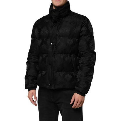 Dolce Gabbana Jacket Jacquard Style Quilted Puffer with Logo Details &