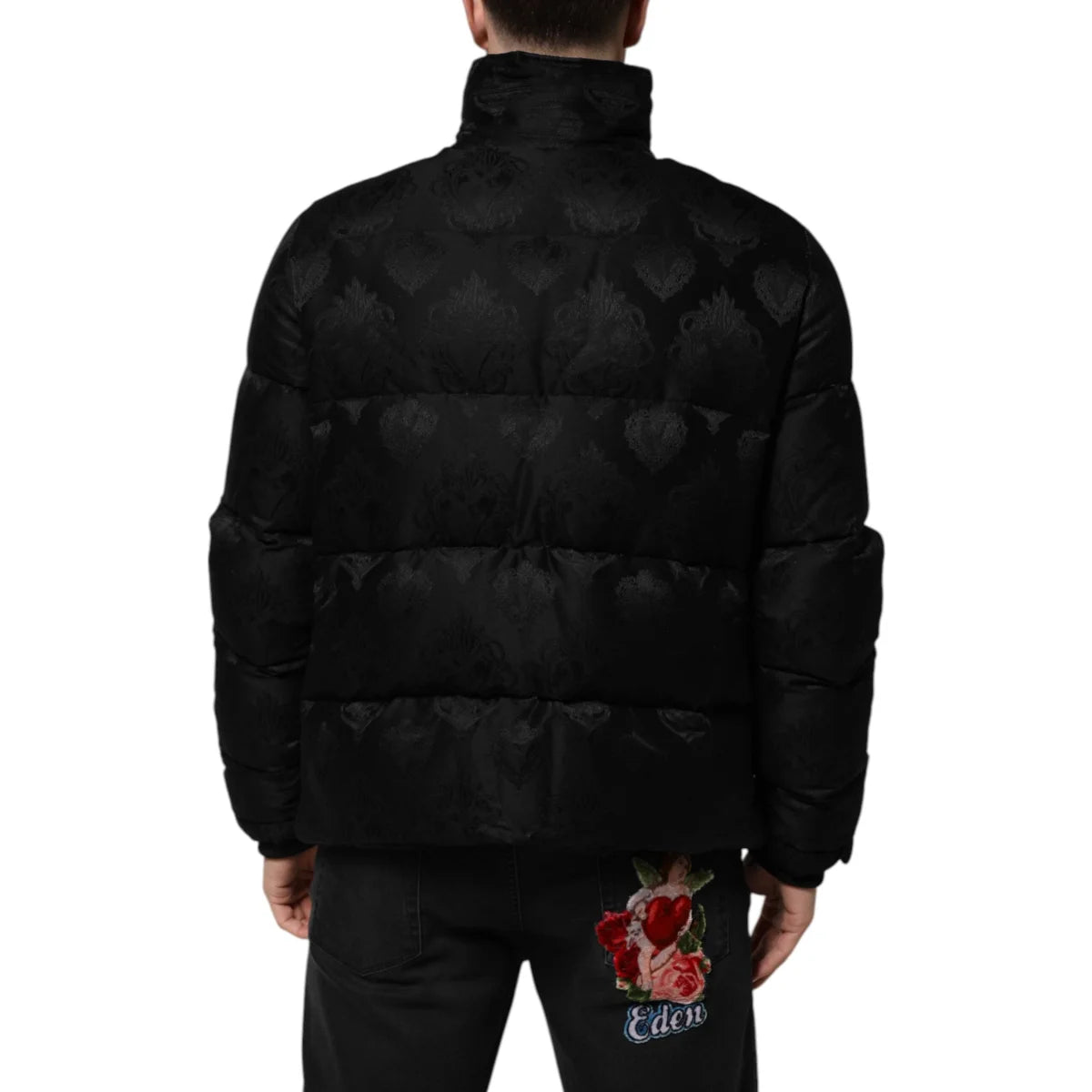 Dolce Gabbana Jacket Jacquard Style Quilted Puffer with Logo Details &