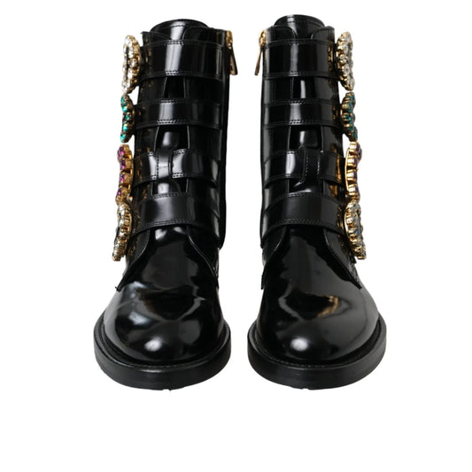 Dolce Gabbana Jeweled Boots with Multicolored Bejeweled Buckles &