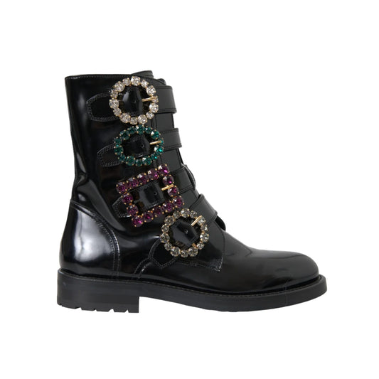 Dolce Gabbana Jeweled Boots with Multicolored Bejeweled Buckles &