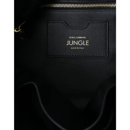 Dolce Gabbana Jungle Aria Shopper with Quilted Calfskin and Chain Handles &