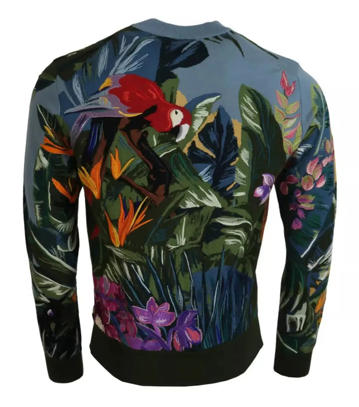 Dolce &amp; Gabbana Jungle Wool Silk Pullover Logo Sweater