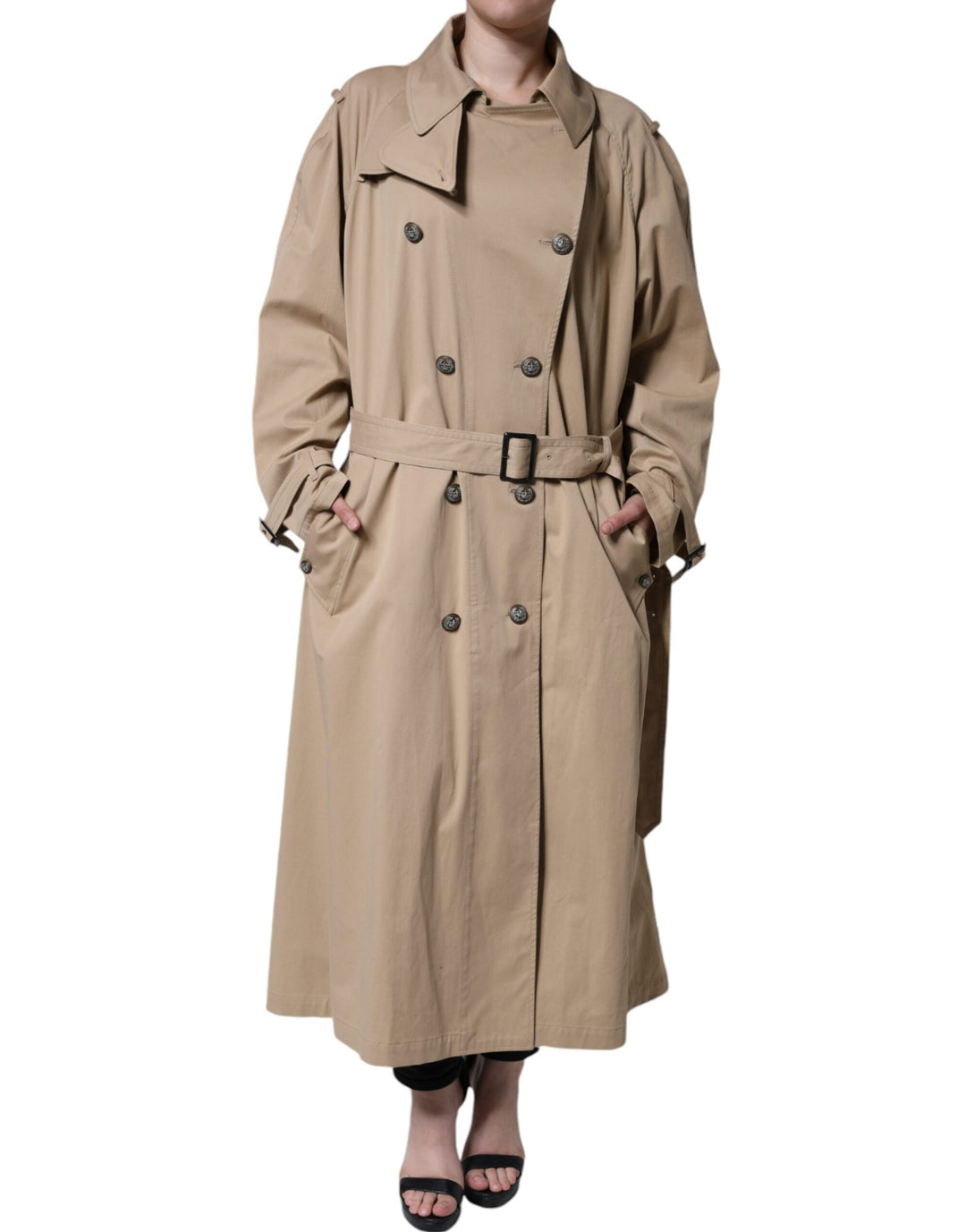 Dolce &amp; Gabbana Trench Coats - Khaki Double Breasted Coat Jacket
