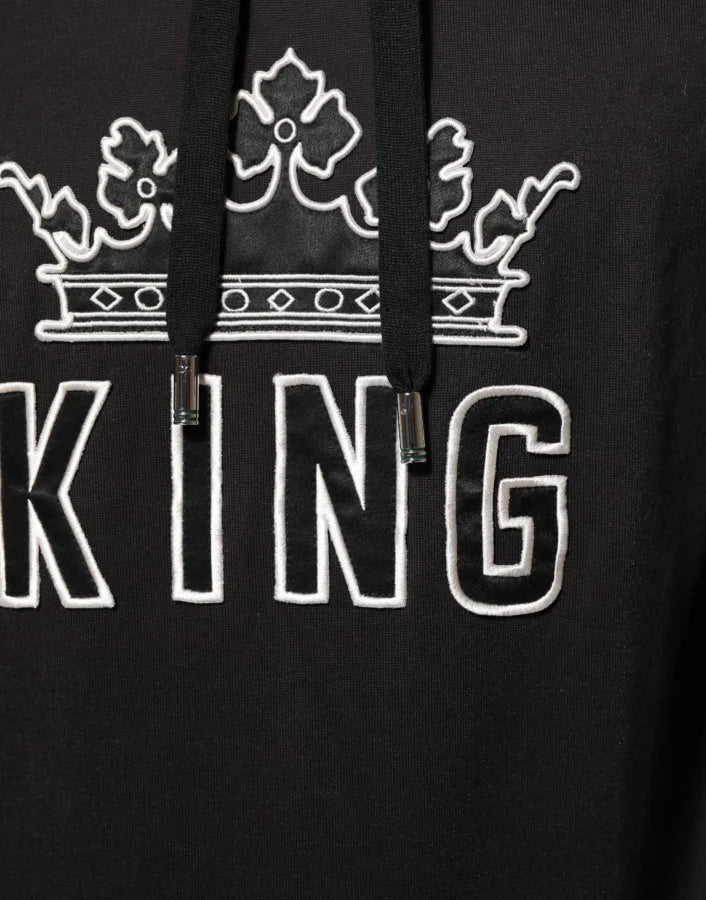 Dolce &amp; Gabbana KING Black Orchid Floral Crown Logo Hoodie Sweater