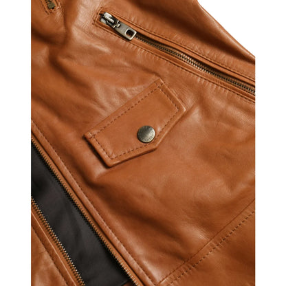 Dolce Gabbana Lamb Leather Blouson Jacket Full Zip Luxury Style &