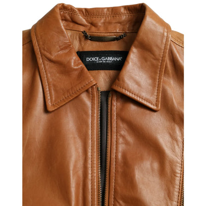 Dolce Gabbana Lamb Leather Blouson Jacket Full Zip Luxury Style &