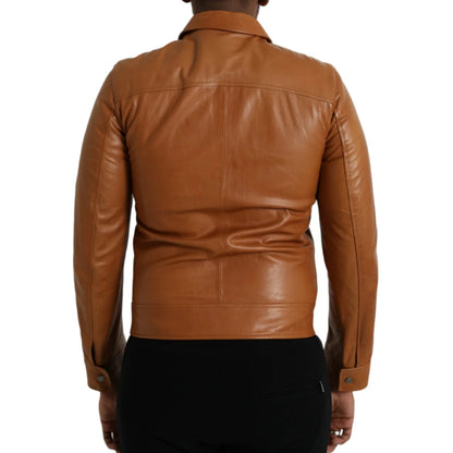 Dolce Gabbana Lamb Leather Blouson Jacket Full Zip Luxury Style &