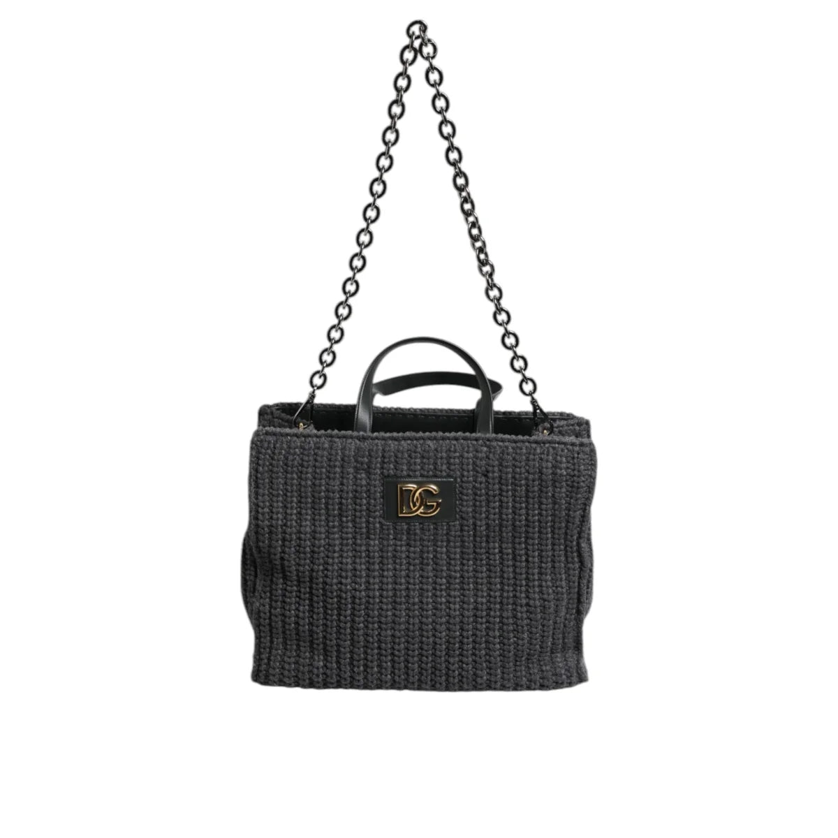 Dolce & Gabbana Large Knitted Crochet Shoulder Bag with DG Logo