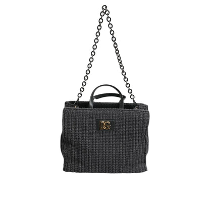 Dolce & Gabbana Large Knitted Crochet Shoulder Bag with DG Logo