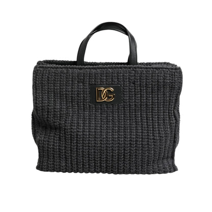 Dolce & Gabbana Large Knitted Crochet Shoulder Bag with DG Logo