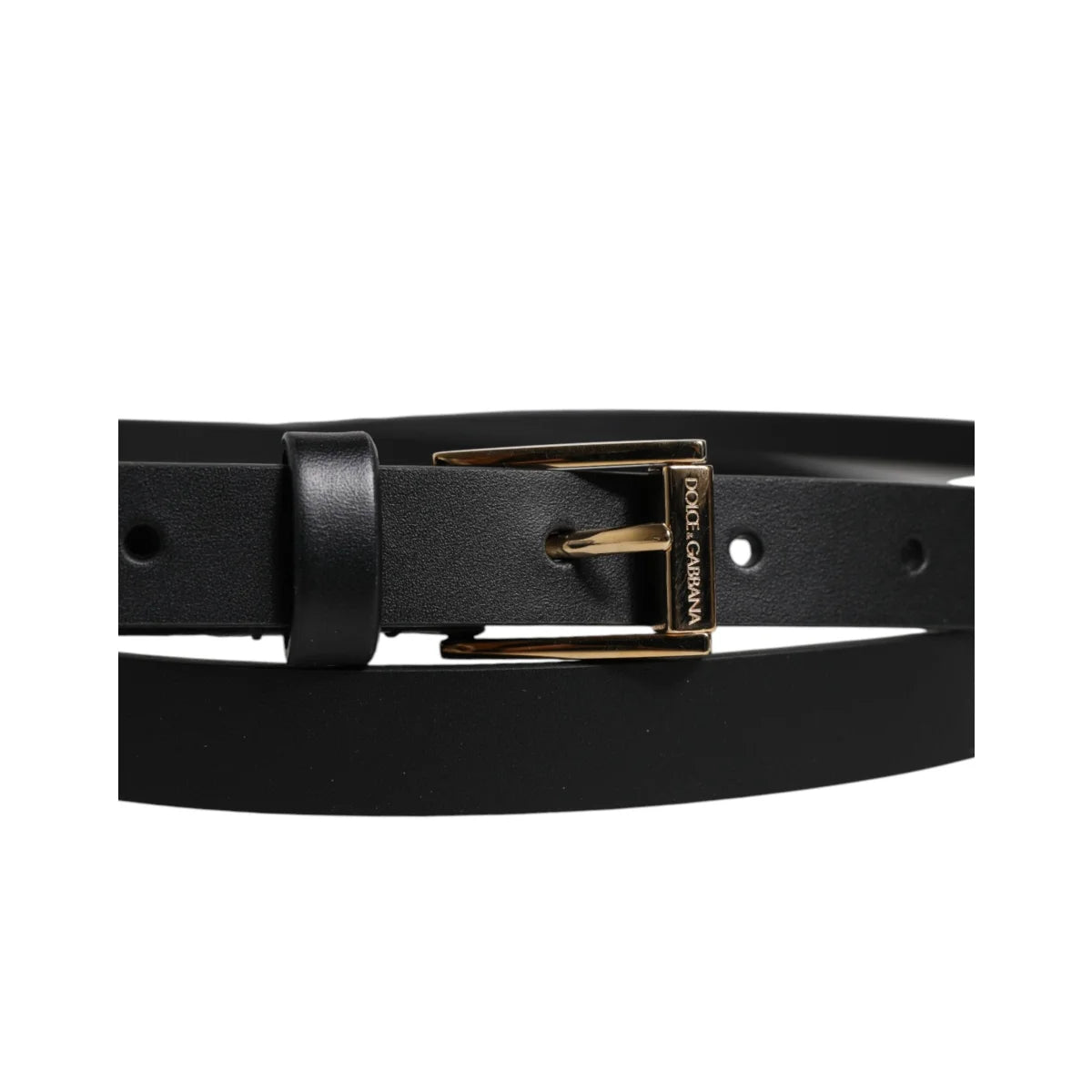 Dolce Gabbana Leather Belt with Bold Metal Buckle Closure &