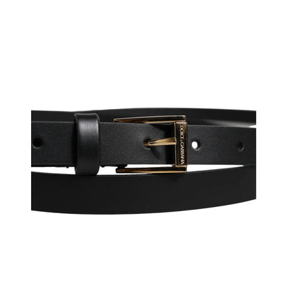 Dolce Gabbana Leather Belt with Bold Metal Buckle Closure &