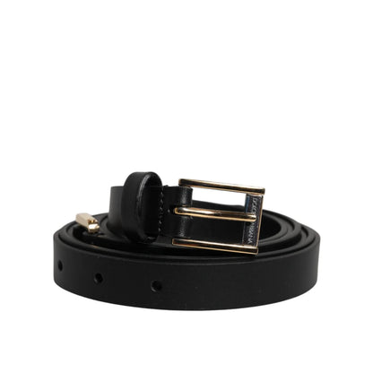 Dolce Gabbana Leather Belt with Bold Metal Buckle Closure &