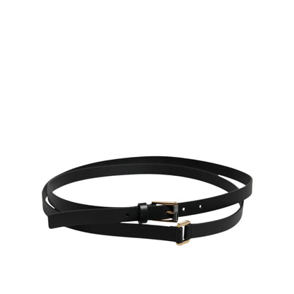 Dolce Gabbana Leather Belt with Bold Metal Buckle Closure &