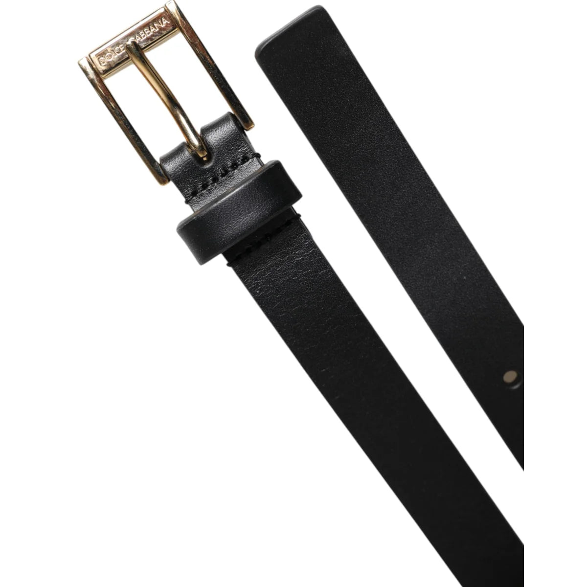 Dolce Gabbana Leather Belt with Bold Metal Buckle Closure &